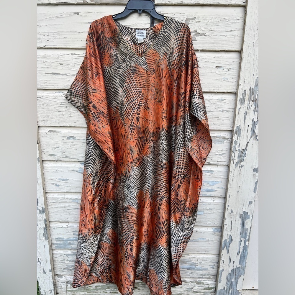 Vintage Luxell Intimates BoHo Animal Print Mobwife Maxi Dress Kaftan MuMu OS